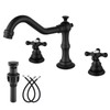gotonovo 3 Hole Matte Black Bathroom Sink Faucet with Pop