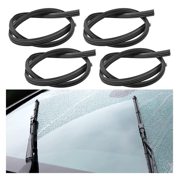 4PCS Car Windshield Wiper Blade Refills, 25.47" DIY Adjustable Size