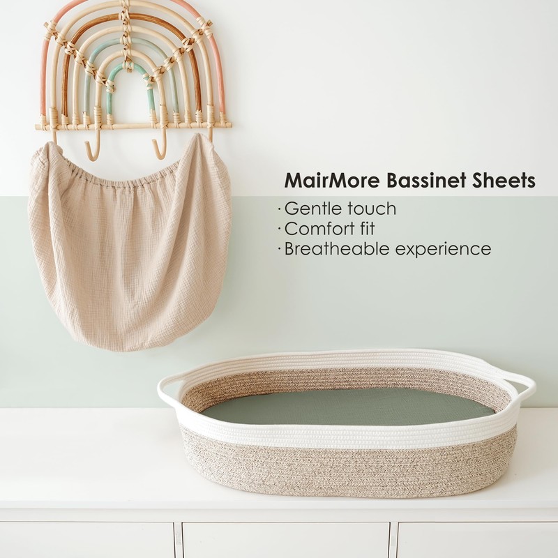 MairMore Muslin Bassinet Sheets for Babies – Soft & Breathable