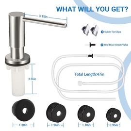 Kitchen Hack Under Sink Dish Soap Dispenser with 47" Tube Hose and Check Valve for Prevent Backflow - Home Goods, White:_Tube Kit with Upgraded pump head (Silver) 