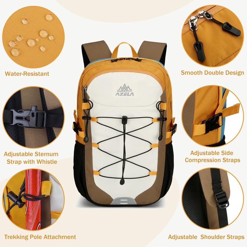 GES Multi-Functional 30L Hiking Backpack with Rain Cover, Durable Hiking