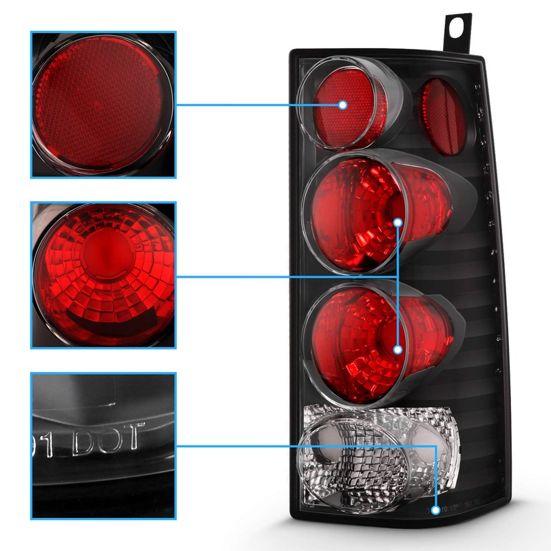 AmeriLite Black Replacement Brake Tail Lights Set For Chevy Express