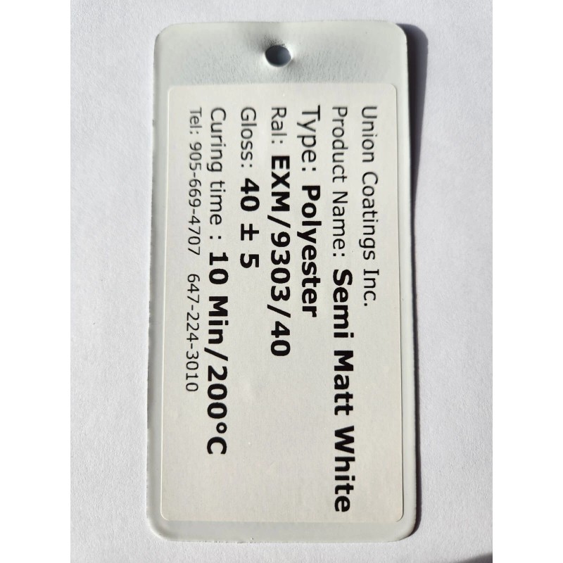 Union Coatings SIGNAL WHITE RAL 9003 Semi Gloss Powder Coating