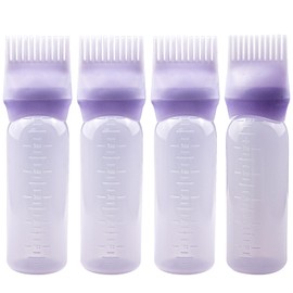 ZGQHZR 4 PCS Root Comb Applicator Bottle,Hair Oil Applicator Bottle for Hair Dye Shampoos Salons.6oz（purple）