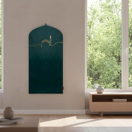 TAKVA EasiClean™ Indoor Prayer Mat | Kaaba Collection (ComfitPlus, Kaaba Emerald) Padded Memory Foam Prayer Rug, Muslim, Islamic Prayer Rugs