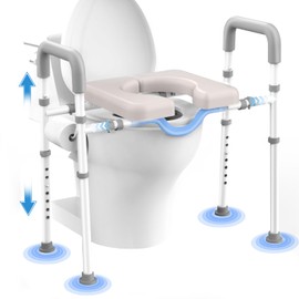 Toilet Seat Risers for Seniors, Male-Friendly Width & Height Raised Toilet Seat with Handles, Toilet Riser for Elderly, Handicap, Elevated, Fit Any Toilet, 400lbs