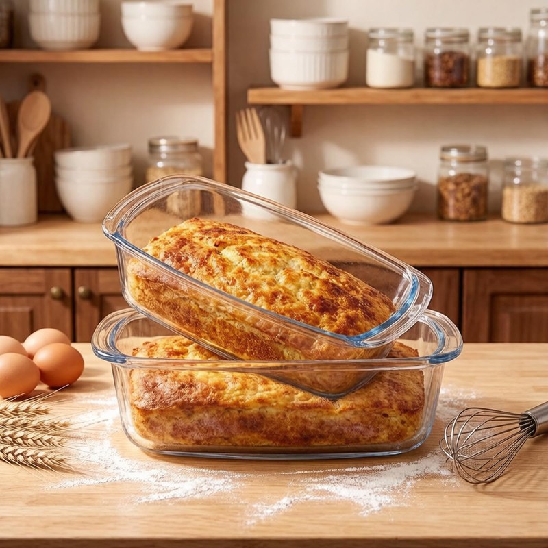 Cheeren 1Pack 1.9 Qt Glass Loaf Pan with Lids-Oven, Dishwasher,