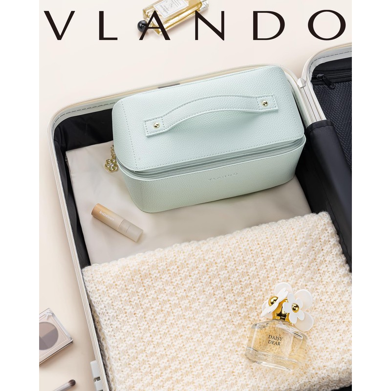 Vlando Large Capacity Travel Cosmetic Bag - Makeup Bag, PU