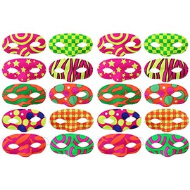 com-four® 20 x Glitter Masks in Round Shape in Various Colours, Venetian Eye Masks Masquerade Mask Ideal for Parties, Cosplay, Carnival and Fancy Dress (Pack of 20 - Round)