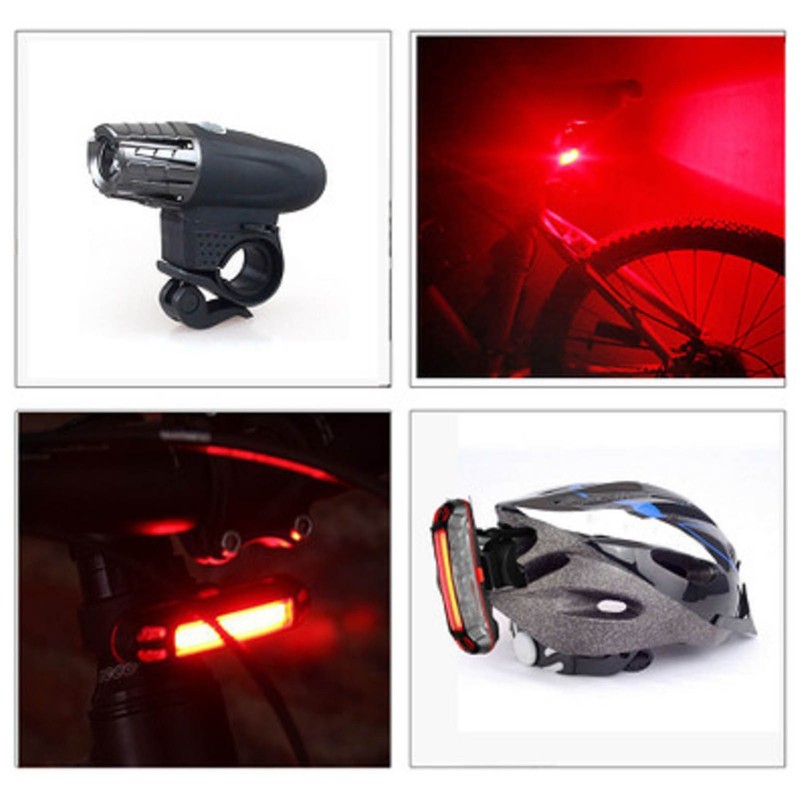 Bicycles Front Rear Light Set Rechargeable Headlight Back Taillight for