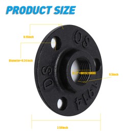 Antirust Black Painted Floor Flange, Home TZH Malleable iron Pipe Fittings for Industrial vintage style, Flanges with Threaded Hole for DIY Project/Furniture/Shelving Decoration (20, 1/2")