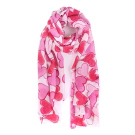 Nollia [2-Pack Soft Women's Scarves with Love Hearts - Pink & Red Heart Scarf for Woman - Gift Set