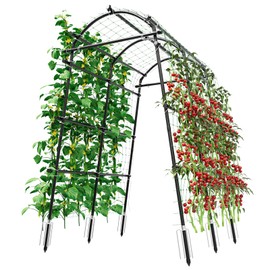 SPECILITE Garden Arch Trellis 88.58" Extra Tall for Climbing Plants Outdoor, Steel Stainless Arched Arbors Tunnel Trellis with Netting, Metal Cable Ties for Cucumber Tomato Pea Vines Fruit