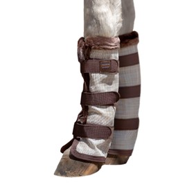 Kensington Natural Horse Fly Boots - Fleece Trimmed - Stay-Up Technology - Protection from Insect Bites and UV Rays - Sold in Pairs (2 Boots) - Medium - Tan