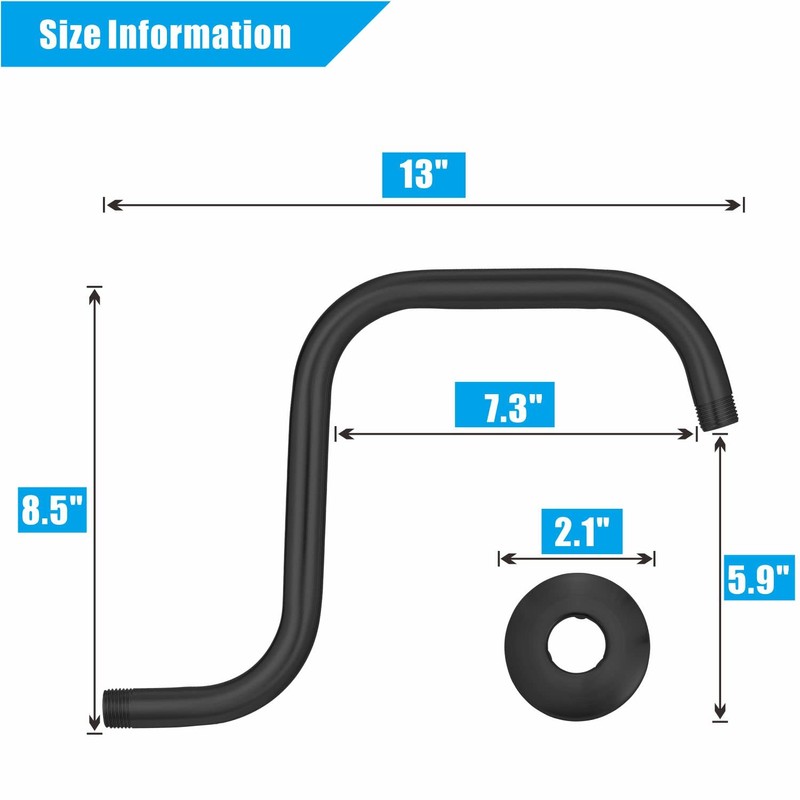 Voolan 13 Inch Shower Head Extension Arm with Flange, S