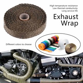 Exhaust Pipe Insulation Tape, 5 M Car Insulation Tape 4 Stainless Steel Cable Ties Fiberglass Exhaust Pipe Insulation Wrap Fiberglass Exhaust Pipe Insulation Wrap Rolls(brown)
