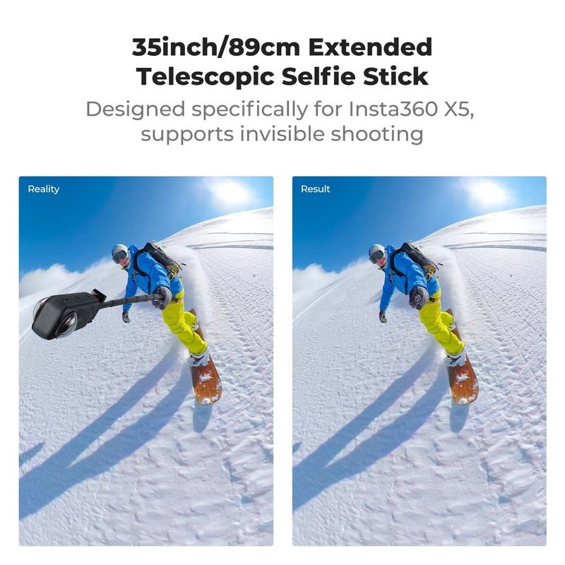 K&F CONCEPT Foldable Selfie Stick Compatible with Insta360 X5, Extended