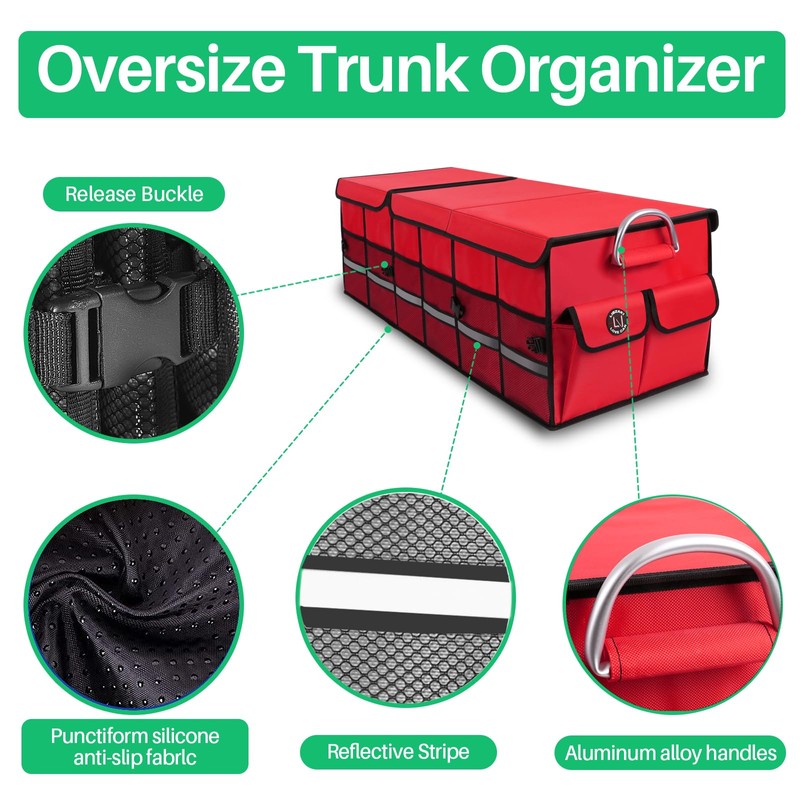 LI LIBZAKI Big Car Trunk Organizer, Cargo Organizer SUV Trunk
