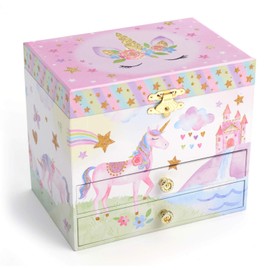 Jewelkeeper Unicorn Jewelry Box - Little Girls Jewelry Set - 3 Storage Compartments - Gift for Unicorn Themed Collectors - Music Box for Girls - The Beautiful Dreamer Tune - 7 x 4.5 x 6 inches