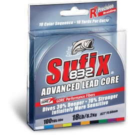 Sufix 658-127MC 832 Advanced Lead Core Fishing Line, 27 lb, 100 yd, 10 Color