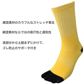 Hayashi P725N Men's Socks, Military Foot, Toe Included, 4 Pairs Set, Comfortable Socks, Comfortable Socks, Cotton, Neon Color, Men’s Socks, 9.6 - 10.6 inches (24.5 - 27 cm), Supporter Included, Neon