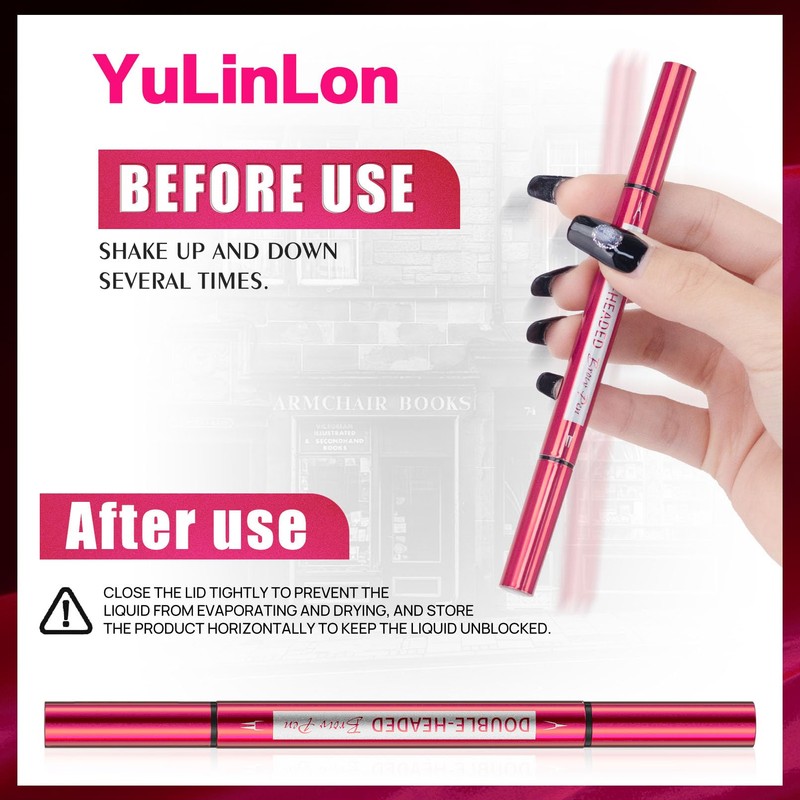 2-in-1 Liquid Brow Pen,1/2 Prong,Fine Tip,Brows,Liner,Beard,Hair(3#Dark Brown)