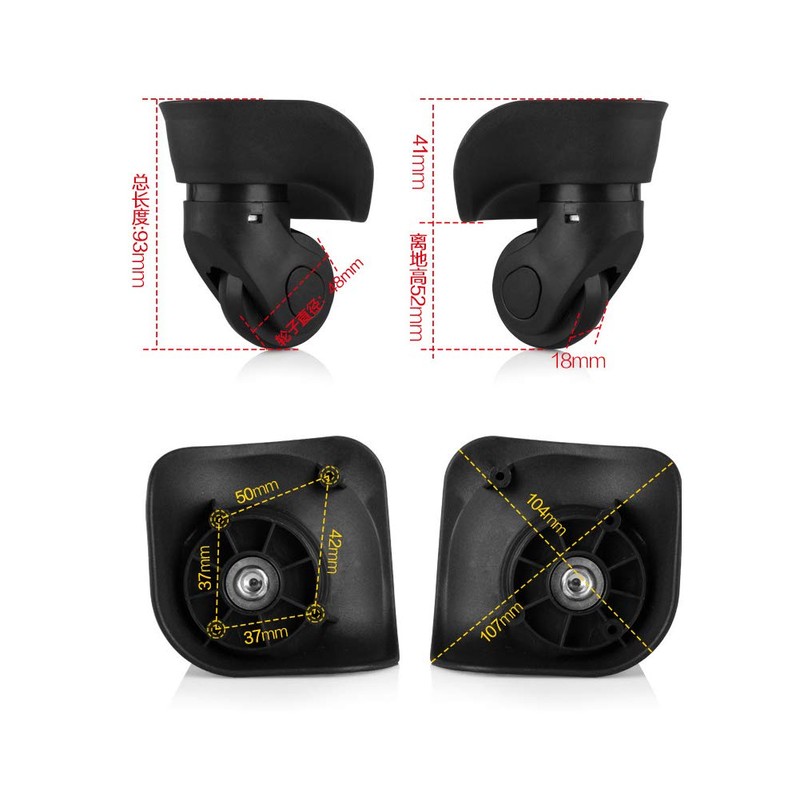 Pack of 2 Luggage Wheels Replacement Suitcase Wheels Wear-Resistant Swivel