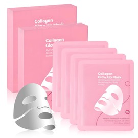 8pcs New Mascarilla Bio Colágeno, Mascarilla de Colágeno, Overnight Mask Low Molecular Collagen Face Mask Reduce Los Poros Y Aumenta La Elasticidad para una Hidratación Duradera