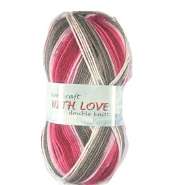 WoolCraft with Love DK Knitting & Crochet Yarn is a Soft, Self-Patterning Yarn. Available in a Selection of Variegated Colours, 100% Acrylic, 300 Metres, 100g Balls, Single Ball, Cinnabar