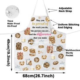 JNIAP Chocolate Chip Cookie Apron Cookie Baking Apron Pastry Chef Apron Chocolate Chip Cookie Lover Gift (may you be Cookie milk ap), Large