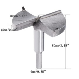 TOP-VIGOR 80mm Forstner Drill Bit, Tungsten Carbide Wood Auger Drill Bit Hole Saw Opener for Woodworking Hinge Hole Drilling Boring Bit Cutter Grey