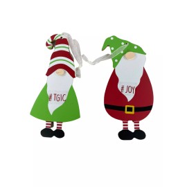 Agape Gifts Designs AGD Christmas Decor  – Joy TGIC Thank God Its Christmas Gnome Ornaments 2pc
