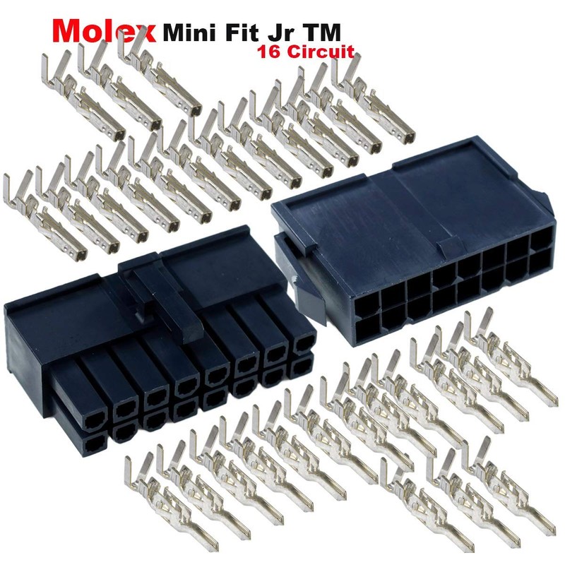 Molex Black 16-Pin Connector Pitch 4.20mm.0165" w/18-24 AWG Pin Mini-Fit