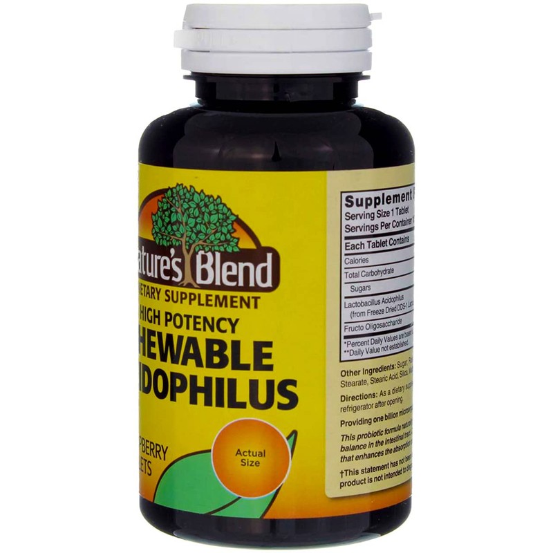 Nature's Blend Acidophilus Chewable Raspberry Flavor - 100 Tablets, Pack