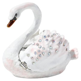 Mikikit Swan Shape Jewelry Organizer Box Elegant Alloy Trinket Storage Case for Necklaces Rings and Earrings Versatile Home Decor with Gradient Design Jewelry Holder