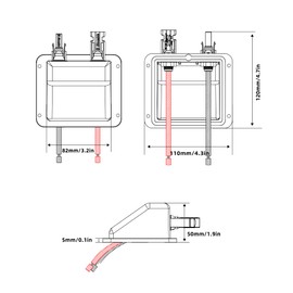 Trisinger Solar Roof Feed-Through ABS Solar Dual Cable Guide with 0.33ft 10AWG Cable, Weatherproof and UV Resistant, for Solar Project on Rv, Boat, Motorhome