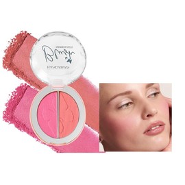 Easilydays Blush Powder for Cheeks, Dual Blush Rouge Cheek Contour Palette, Hign Pigment Mineral Longlasting Waterproof Non-Greasy Smooth, Contour & Highlight Face for Shimmery Or Matte Finish, 02#