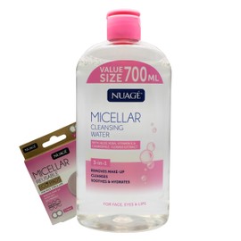 Micellar Water 700ml with 2 Eco Reusable Pads | Gentle Face Cleanser & Makeup Remover | Fragrance-Free, Vegan, All Skin Types