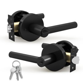 Mega Handles - Ronn Entrance Deadbolt I Deadbolt for Entry Lever Door Handle - Heavy Duty Round Lock for Left or Right-Handed Doors - Interior/Exterior Door Lever Deadbolt- Matte Black