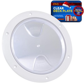 Five Oceans 6" Boat Hatch, Marine Round Inspection Deck Plate Hatch with Detachable Clear Lid, UV-Resistant ABS White Plastic, for Pontoon, Fishing Boat, Bass Boat, Yacht, RVs, Caravan - FO4465