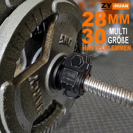 ZY-HUAN Pack of 4 Barbell Clasps, 2-in-1, Multi-Size, Adjustable, 30 mm, 28 mm, Nylon Barbell Bars, Closure for Barbell Bar, Olympic Bar, Snap Closure, Quick Release Barbell Clamp