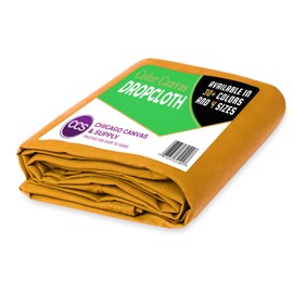 CCS Canvas Drop Cloth – Heavy Duty Cotton Duck Cloth Tarp for Curtains, Tablecloths, Backdrops, Painting – Washable & Reusable Floor Cover, Dust Sheet for Furniture (Gold, 6x10 Ft)