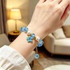 CINSKYING Healing Crystal Beaded Bracelet with Five Leaf Clover Charm