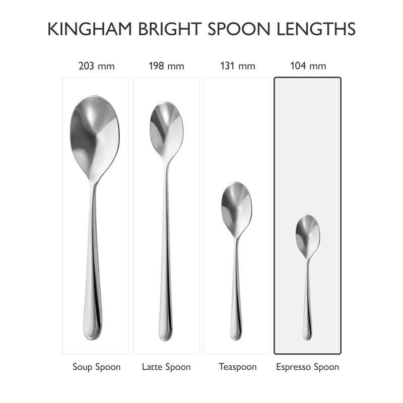 Robert Welch Kingham Bright Cutlery Coffee/Espresso Spoon, Set of 8.