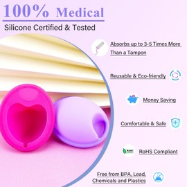 Ketliyaze 2 Stück Menstruationsscheibe Größen S L, Menstruationstasse Wiederverwendbare Periodenscheibe, Weich Auslaufsicher Menstruationsscheibe aus Silikon, Alternative zu Tampons