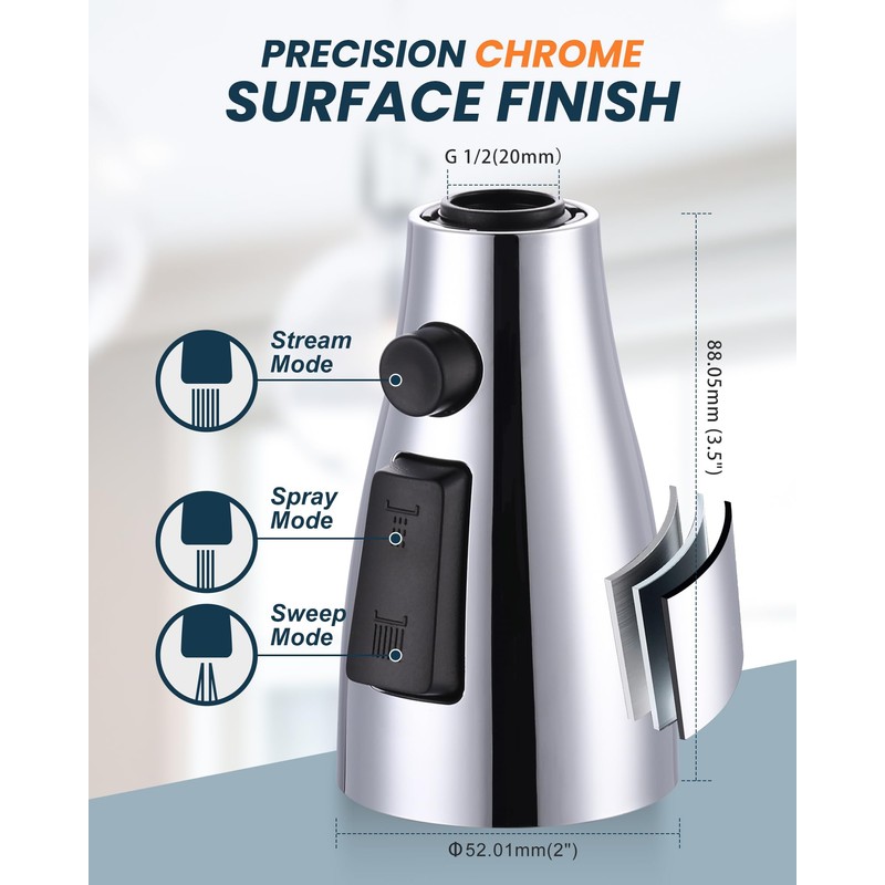 ARCORA Kitchen Faucet Spray Head Chrome, 3-Function Kitchen Sink Spray