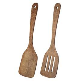 Wooden Spatula, 2 Practical Items Wooden Spatula for Cooking, Heat-Resistant and Non Stick Wooden Spatulas, Wooden Utensils Use for Frying Chicken Wings, Hamburgers, and Other Delicious Foods