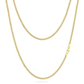 KRKC Men's Necklace, 14K Gold Plated / Silver Stainless Steel Cuban Link Chain Curb Chain 3/4/5/6 mm, Nickel-Free Thin Chain Link Chain for Men, Length 45-61 cm, Stainless Steel