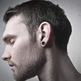 Treuheld® Ear Flesh Tunnel, Black, Steel, 28 Sizes, Stainless Steel