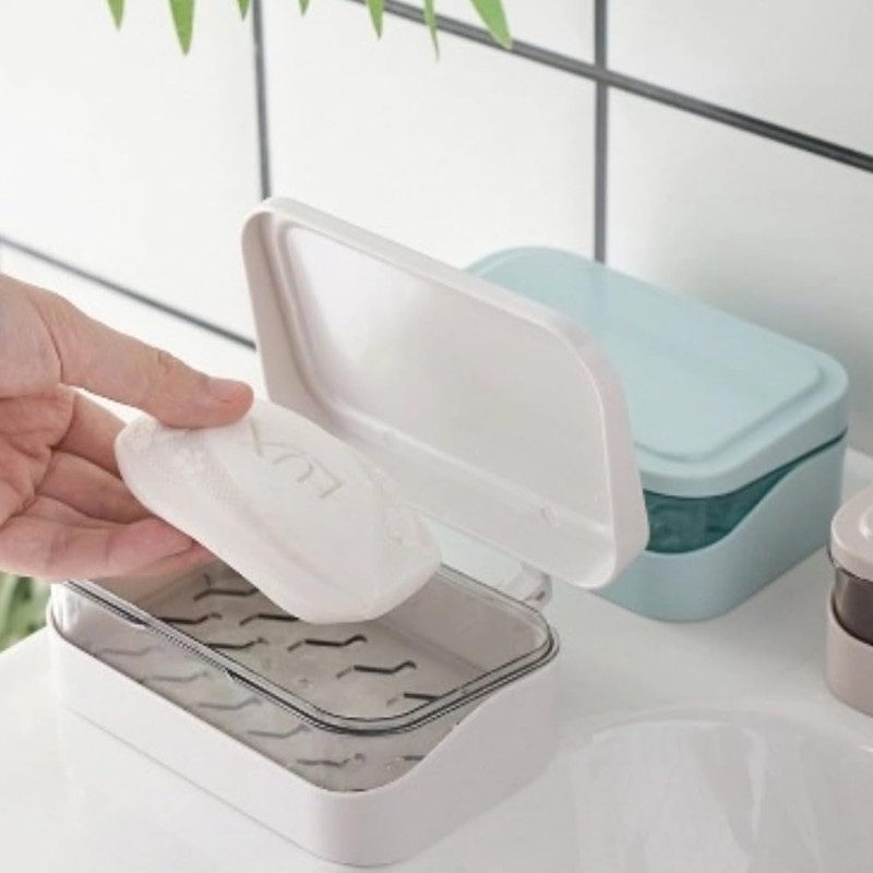 Itisyou Soap Box Portable Soap Case with Lid and Drainer,